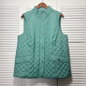 Talbots Plus Women’s Puffy Vest Quilted Zip Up Mint Green Size 1X